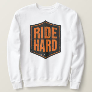 Moletom "Ride Hard" Emblema Rústico de Motociclista