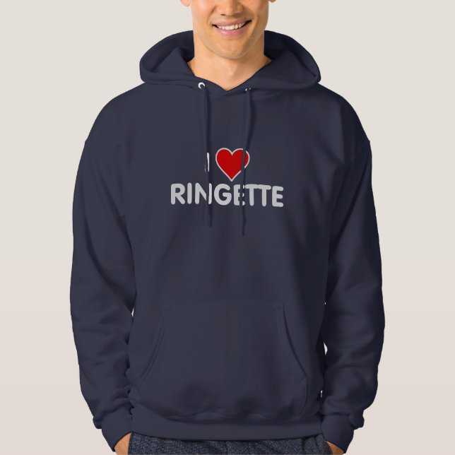 Moletom Ringette Sweattop encapuçado - "eu amo Ringette " (Frente)