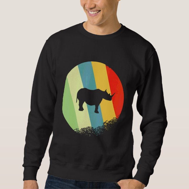 Moletom Rinoceronte Animal Redondo Com Cores Retro (Frente)