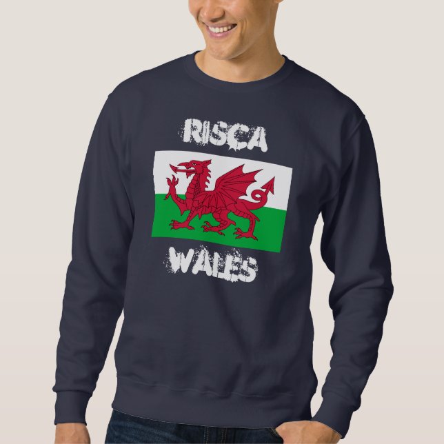 Moletom Risca, País de Gales com bandeira galesa (Frente)