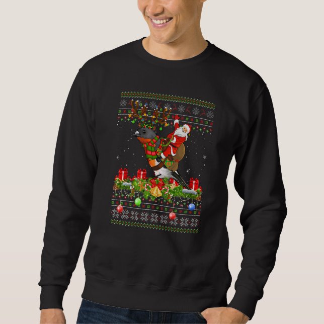 Moletom Robin Bird  Ugly Santa Riding Robin Christmas (Frente)