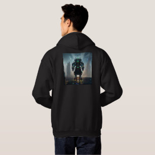 Moletom Robô 4 homens, camisola preta de capuz