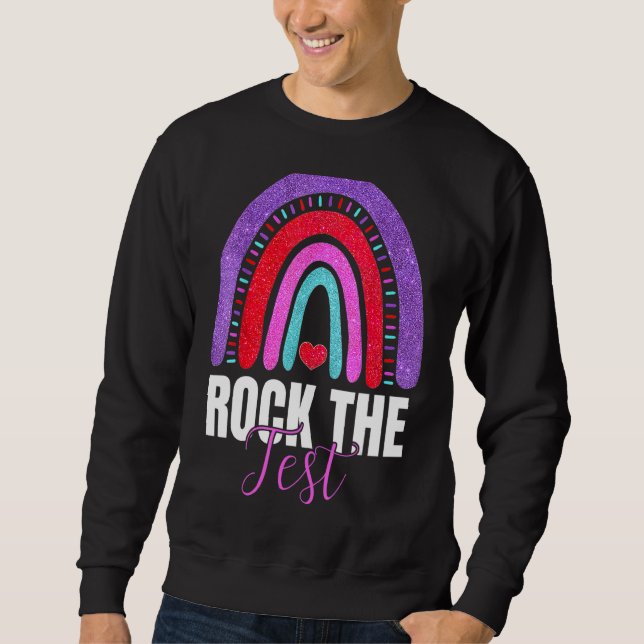 Moletom Rock The Test Day Teacher Testing Day Rainbow (Frente)