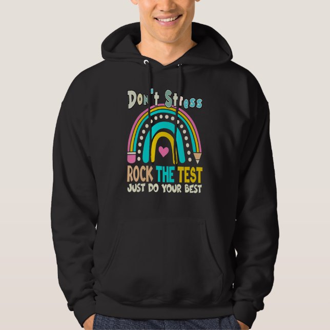 Moletom Rock The Test Day Teacher Testing Day Rainbow (Frente)