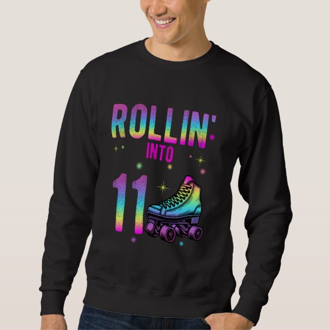 Moletom Rollin' para 11 Birthday Roller Skate Lifecycle (Frente)