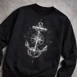 Moletom Rosa dos Ventos Âncora Náutica Vintage Marinha