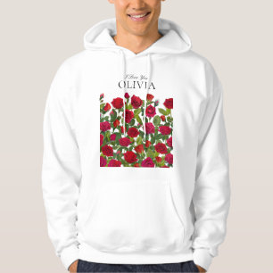 Moletom Rosa Vermelha Moderna Minimalista Nome Eu Te Amo