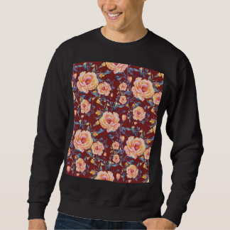 Moletom Rosas, sem costura, padrão de fundo vermelho