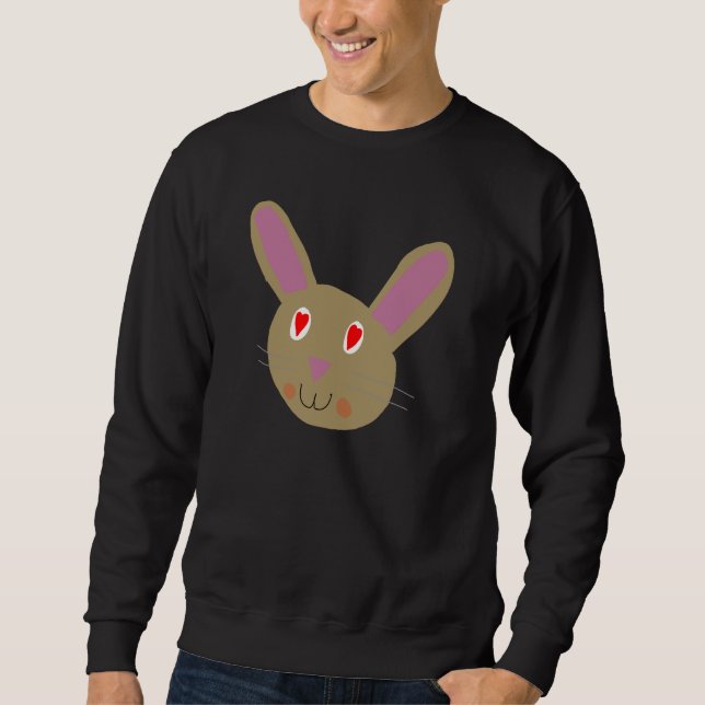Moletom Rosto de coelho Kawaii com olhos cardíacos (Frente)
