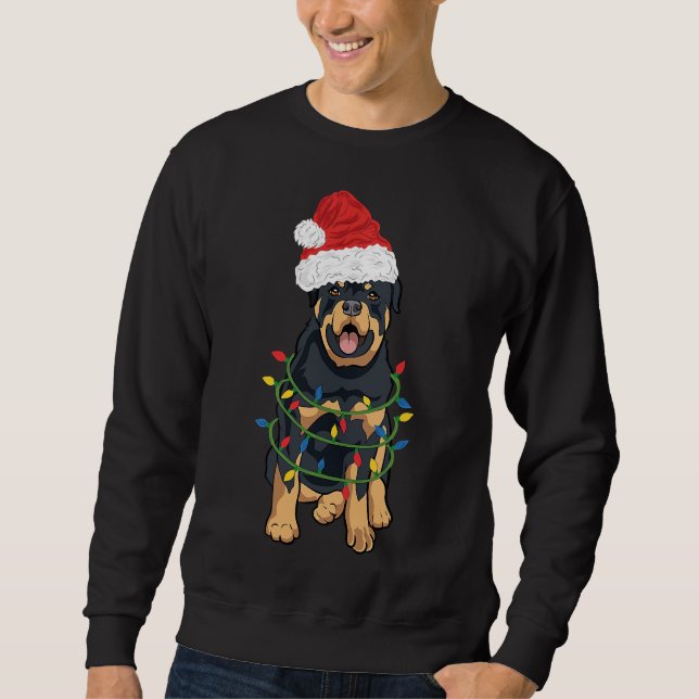 Moletom Rottweiler De Natal Rottweiler Em Santa Hat E L (Frente)