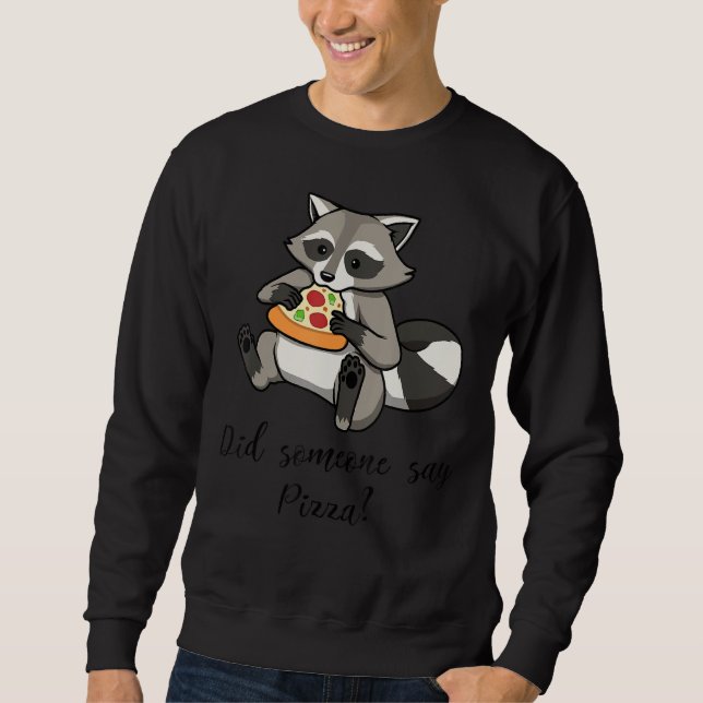 Moletom Rótulo Racio de Comida de Pizza de Comida Raccoon (Frente)