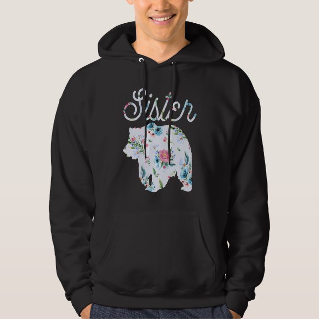 Moletom Roupas da Irmã Urso Floral Divertida para Irmãs Ma (Frente)