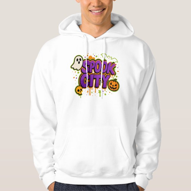 Moletom Roupas de Grafite de Cidade Spooky do Halloween Un (Frente)