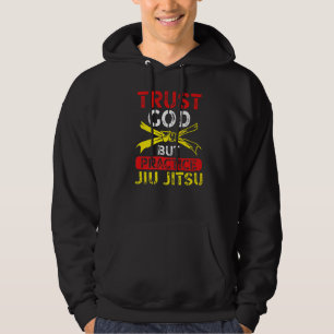 Moletom Roupas Gráficas de Jiu Jitsu Confie em Deus Mas Pr