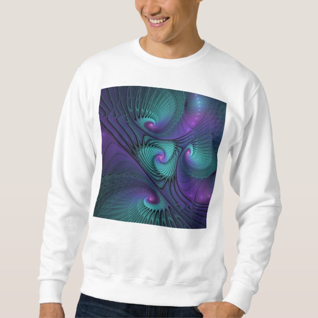 Moletom Roxo Conhece Arte Fractal Abstrato moderna Turques (Frente)