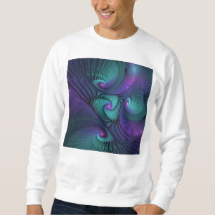 Moletom Roxo Conhece Arte Fractal Turquesa Abstrato