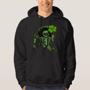 Moletom Rua Patrick Day Skeleton Bebendo Wine Clover Shame