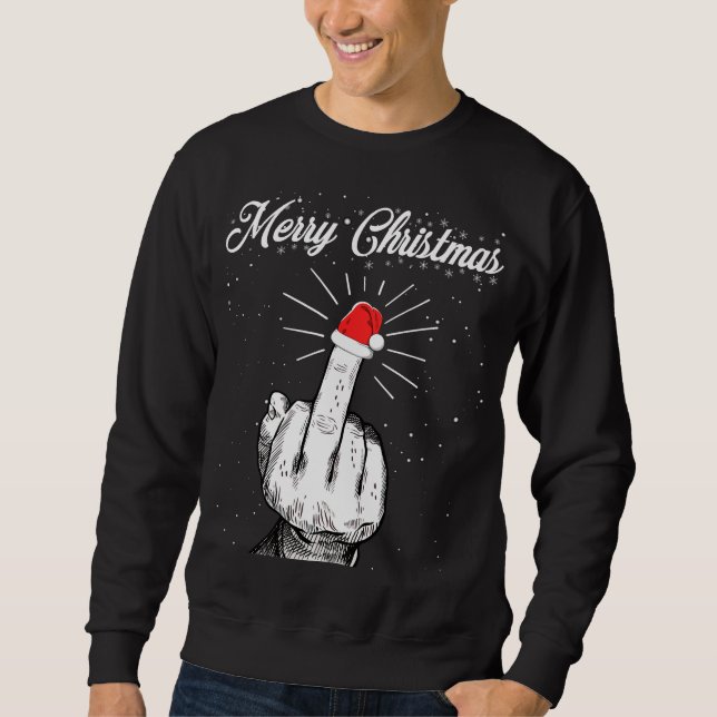 Moletom Rude Felry Christmas Middle Finger Xmas Ugly (Frente)