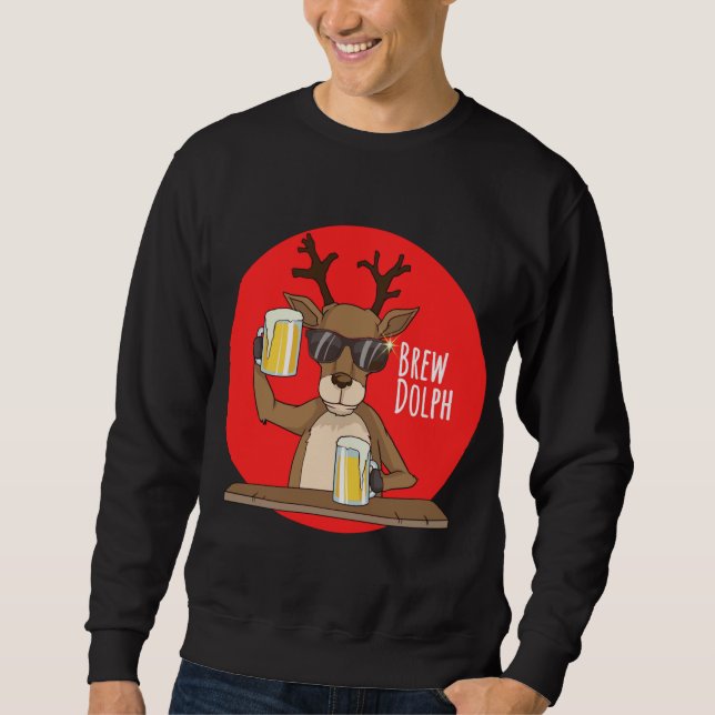 Moletom Rudolph Brewdolph Reindeer Funny Beer Christmas Cr (Frente)