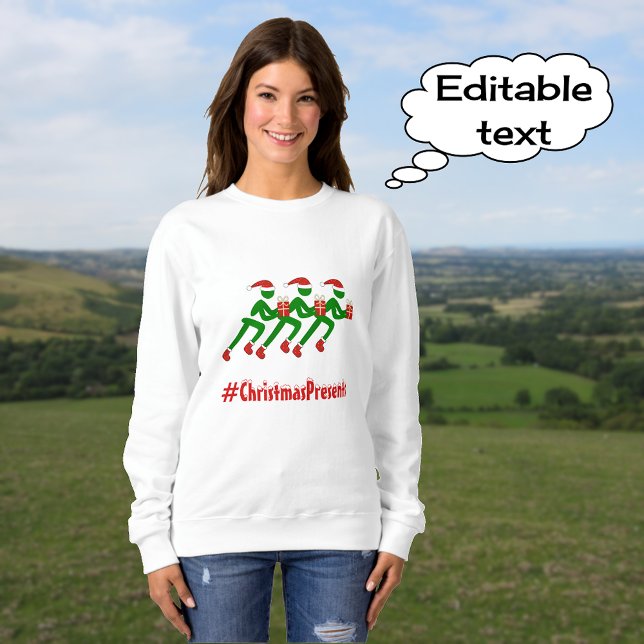 Moletom Runners de natal de texto personalizado (White sweatshirt)