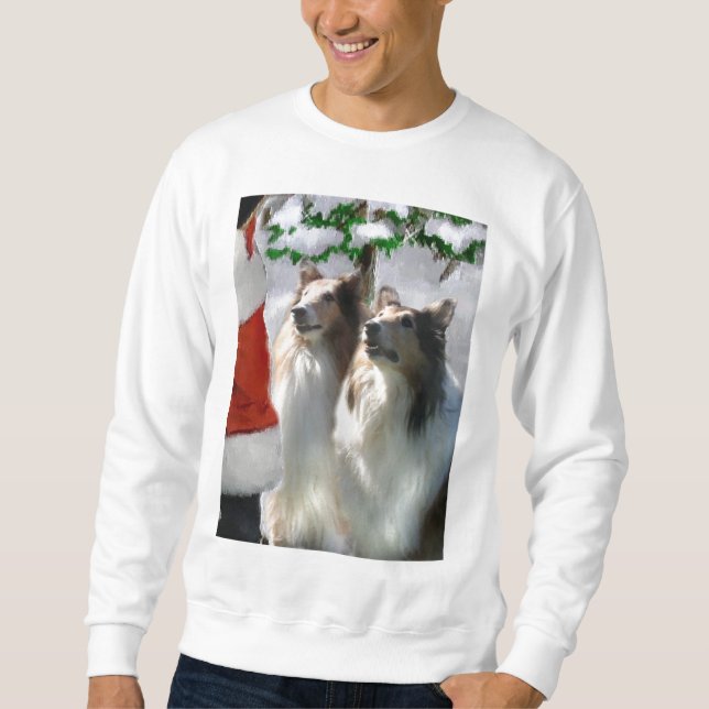 Moletom Sable Rough Collie presentes de Natal (Frente)