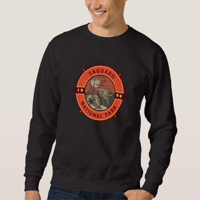 Moletom Saguaro National Park Coyote Retro Compass Emblem  (Frente)