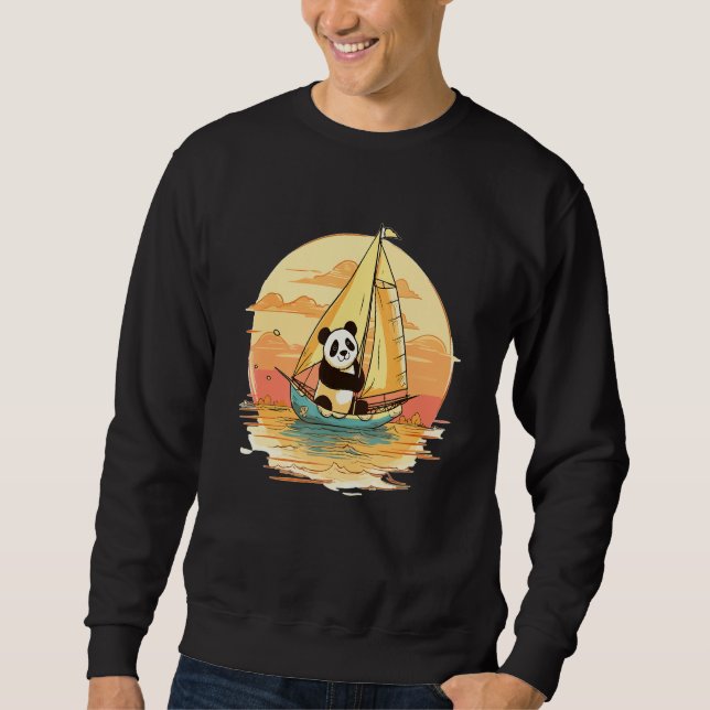 Moletom Sailing Panda Summer Boat Family Vacation (Frente)