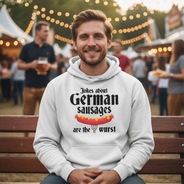 Moletom Salsichas Alemãs (jokes about German sausages are the wurst - man at food festival in Germany)
