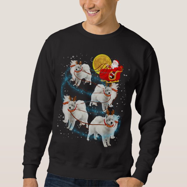 Moletom Samoyed Reindeer Christmas Lights Pajama (Frente)