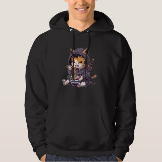Moletom Samurai Cat Eating Ramen Kawaii Ninja Japanese Ani