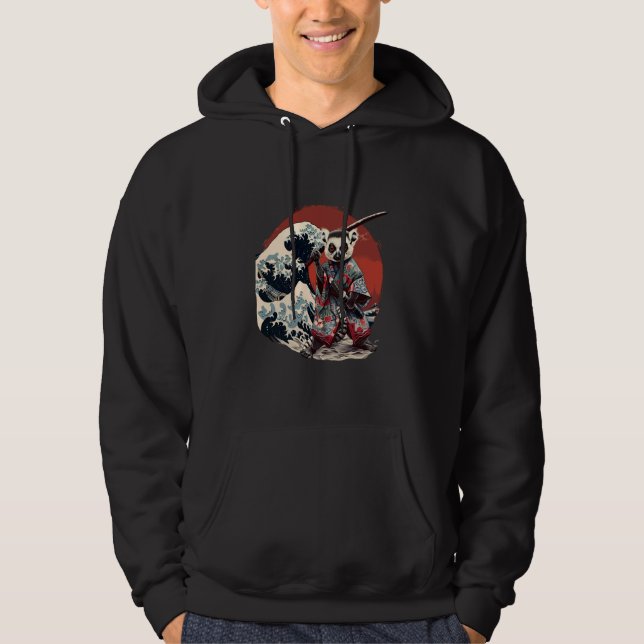 Moletom Samurai Lemur Japonês Ninja Lemur Ocean Wave Saku (Frente)