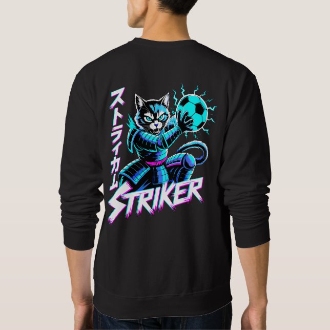 Moletom Samurai Striker Gato de Arte Glitch para Gamers e  (Verso)