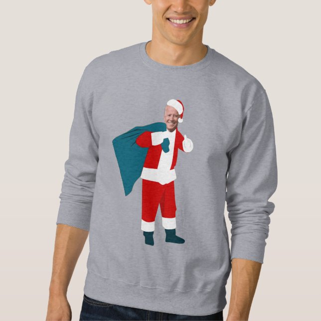 Moletom santa claus joe biden natal azul (Frente)