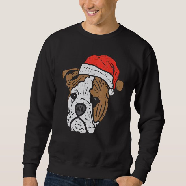 Moletom Santa Hat English Bulldog Christmas Pet Dog  Owner (Frente)