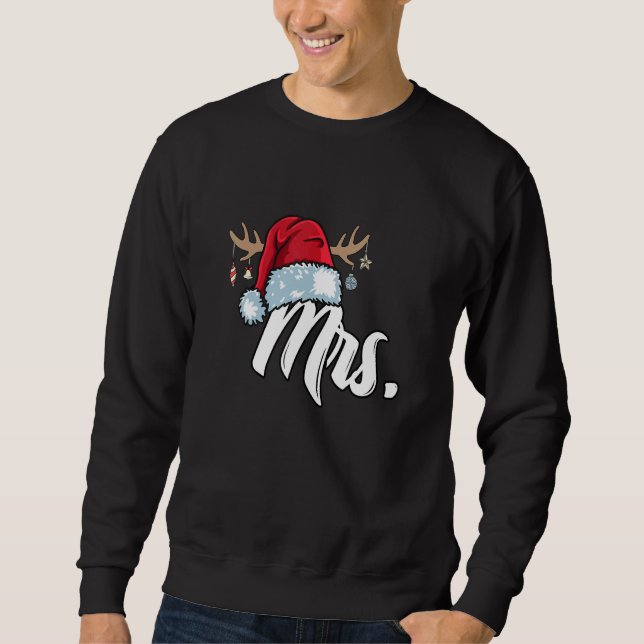 Moletom Santa Hat Mrs Partner Outfit For Christmas (Frente)