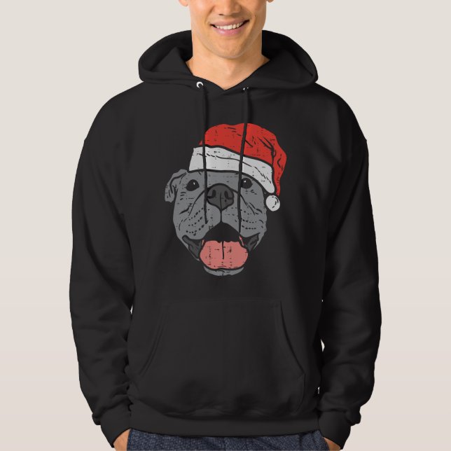 Moletom Santa Hat Pitbull Pit Natal Xmas Pet Dog Lover (Frente)