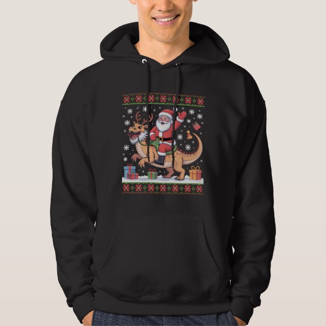 Moletom Santa Riding Dinosaur Christmas Art (Frente)