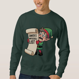 Moletom Santa’s Impossible List –Overwhelmed Elf Christmas