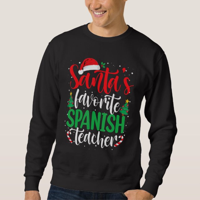 Moletom Santa's Favorite Spanish Teacher Christmas Santa H (Frente)