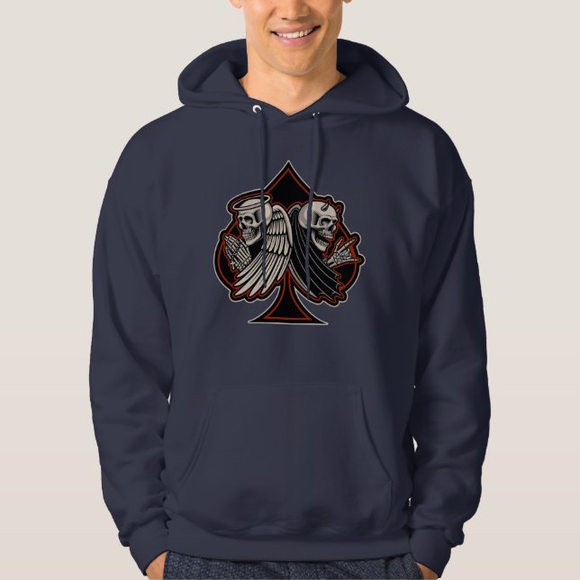 Moletom Santo ou Pecador Motoqueiro Ás de Espadas Old Scho (Frente)