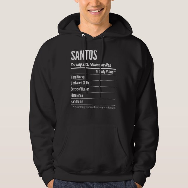 Moletom Santos Servindo as Calorias do Rótulo Nutricional  (Frente)