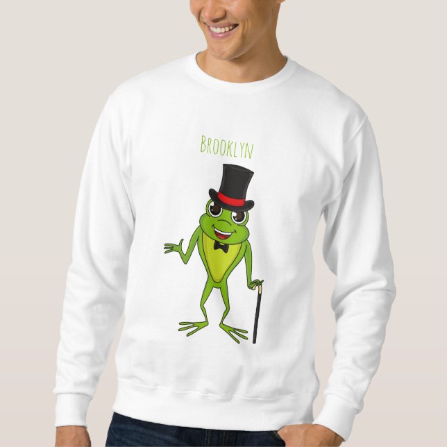 Moletom Sapo engraçado com um desenho de chapéu superior (Frente)