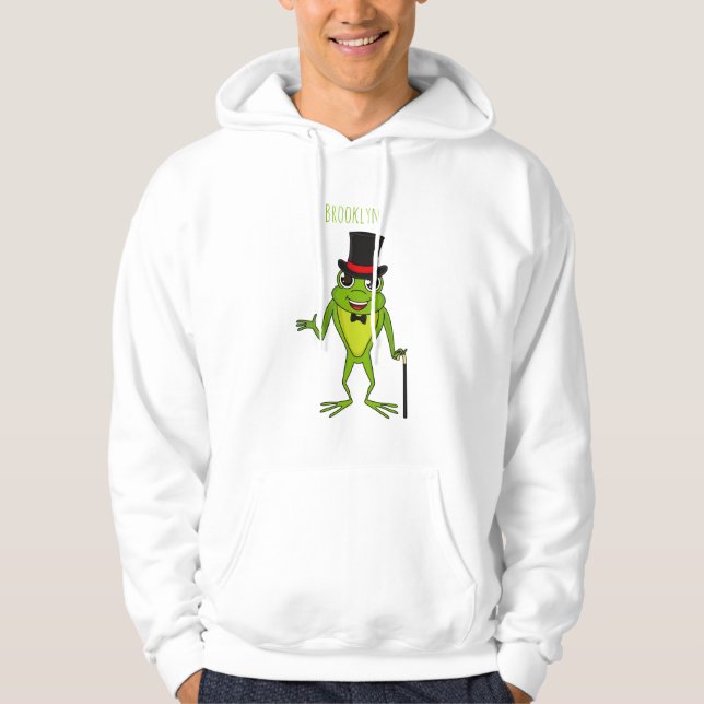 Moletom Sapo engraçado com um desenho de chapéu superior (Frente)