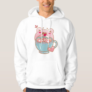 Moletom Sapo Kawaii Desfrutando de um Copo Gourmet
