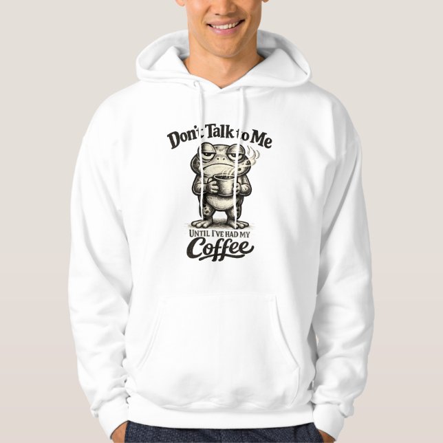 Moletom Sapo Mal-Humorado e Engraçado Bebendo Café (Frente)
