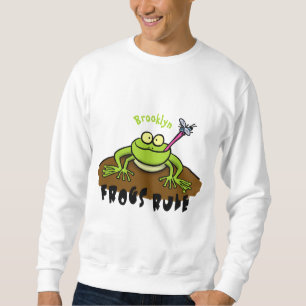 Moletom Sapos dominam desenho animado de sapo verde engraç