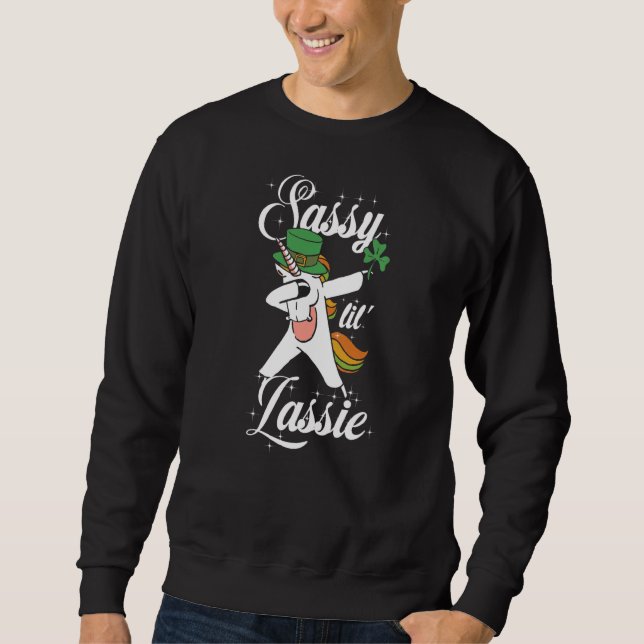 Moletom Sassy Lil Lassie Saint Patrick's Day Irish Unicorn (Frente)
