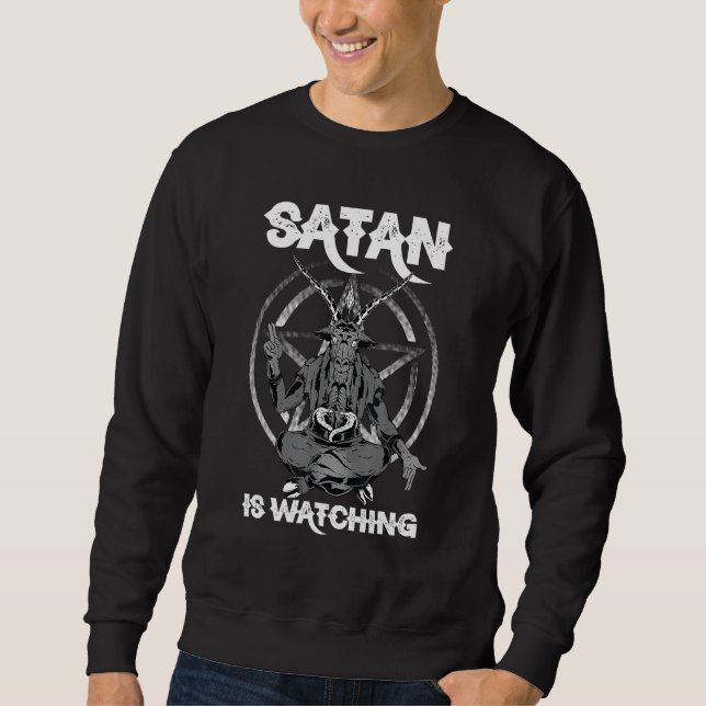 Moletom Satanic Pagan Goat Atheist Satanist Satan Is Watch (Frente)
