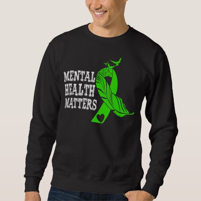 Moletom Saúde mental Importa Verde Fita Mental Saúde A (Frente)