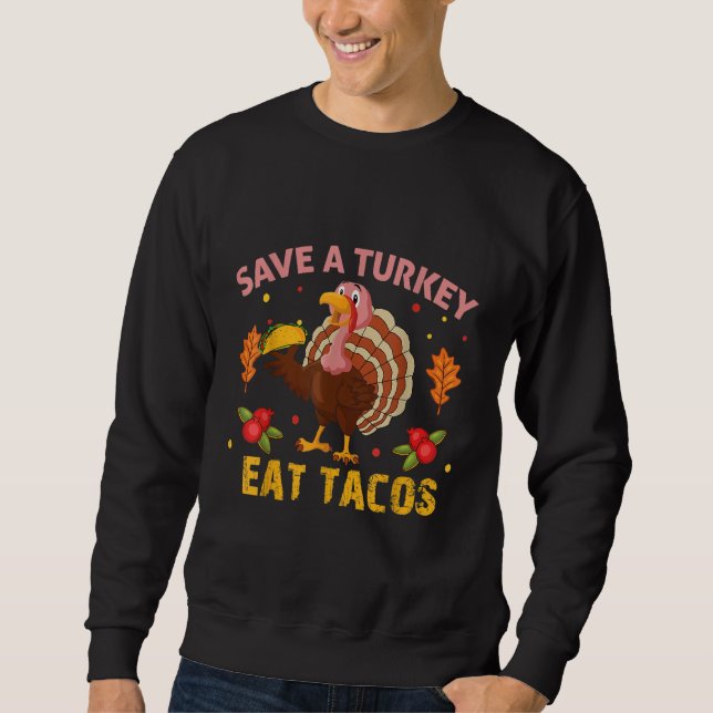 Moletom Save Turkey Eat Tacos Mexican dabbing Turkey Thank (Frente)
